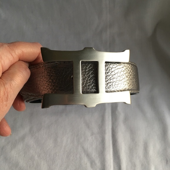 Silver Leather & Buckle Belt - Picture 3 of 6